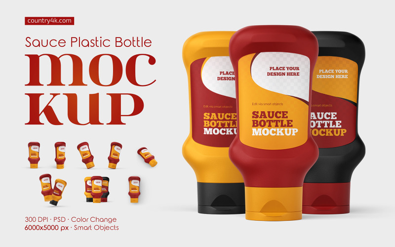 Sauce Plastic Bottle Mockup Set Product Mockup