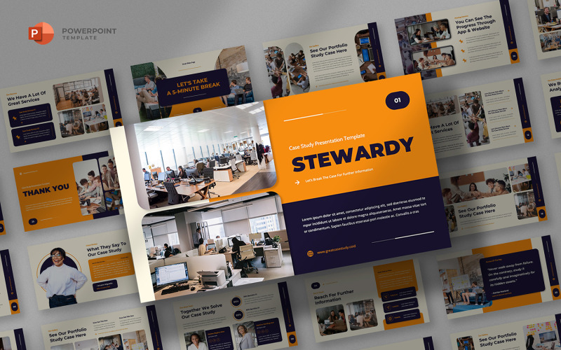 Stewardy - Case Study Powerpoint Template PowerPoint Template