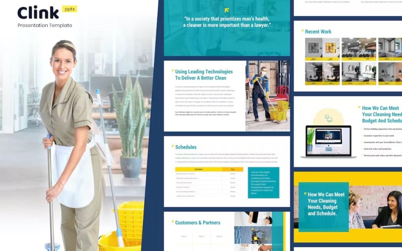 Clink - Cleaning Service Powerpoint Template PowerPoint Template