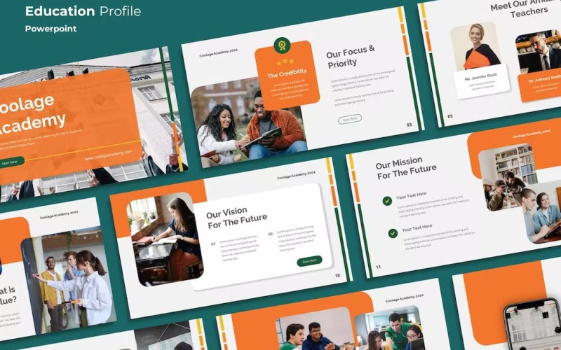 Coolage Academy - Education Profile Powerpoint PowerPoint Template