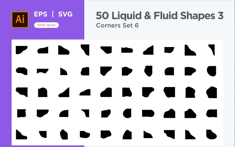 Fluid corner shape 50 Set V 6 Vector Graphic