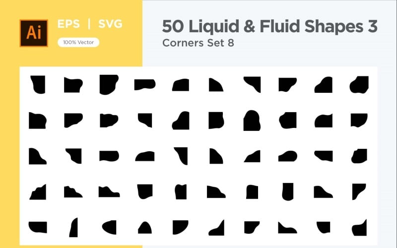 Fluid corner shape 50 Set V 8 Vector Graphic
