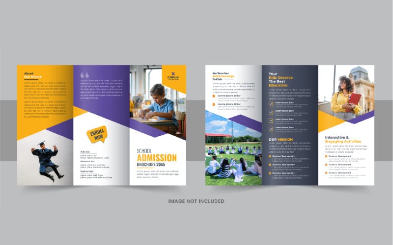 Modern back to school trifold brochure template design layout Corporate Identity