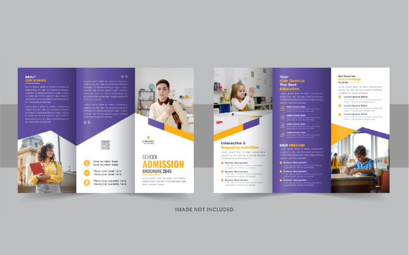Modern back to school trifold brochure template layout Corporate Identity