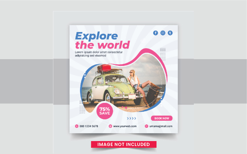 Modern travel And Tours Social Media Instagram Post design template layout Corporate Identity
