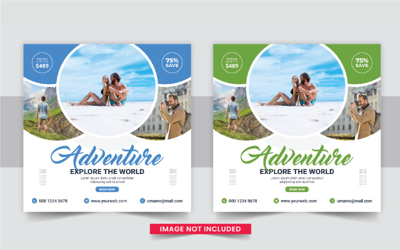 Modern travel And Tours Social Media Instagram Post template Corporate Identity