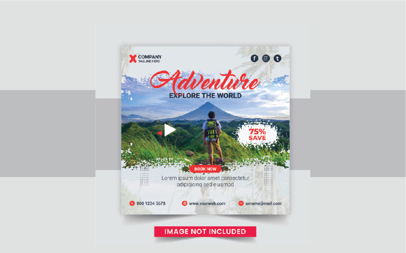 Travel And Tours Social Media Instagram Post design template layout vector Corporate Identity