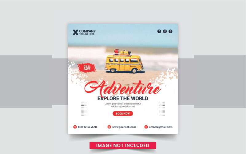Travel And Tours Social Media Instagram Post design template layout Corporate Identity