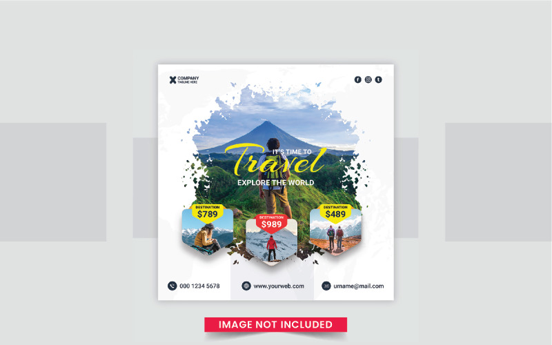Travel And Tours Social Media Instagram Post design template vector Corporate Identity