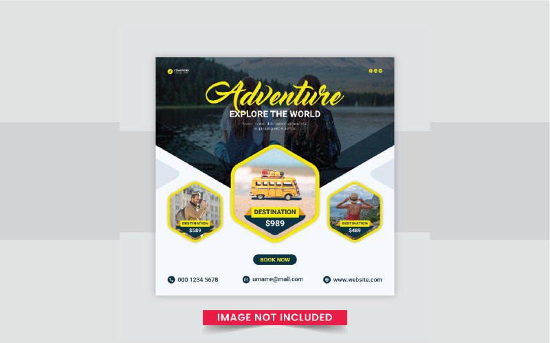 Travel And Tours Social Media Instagram Post template Corporate Identity