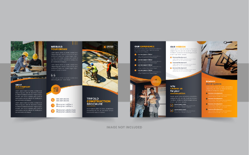 Construction Brochure Trifold template layout Corporate Identity