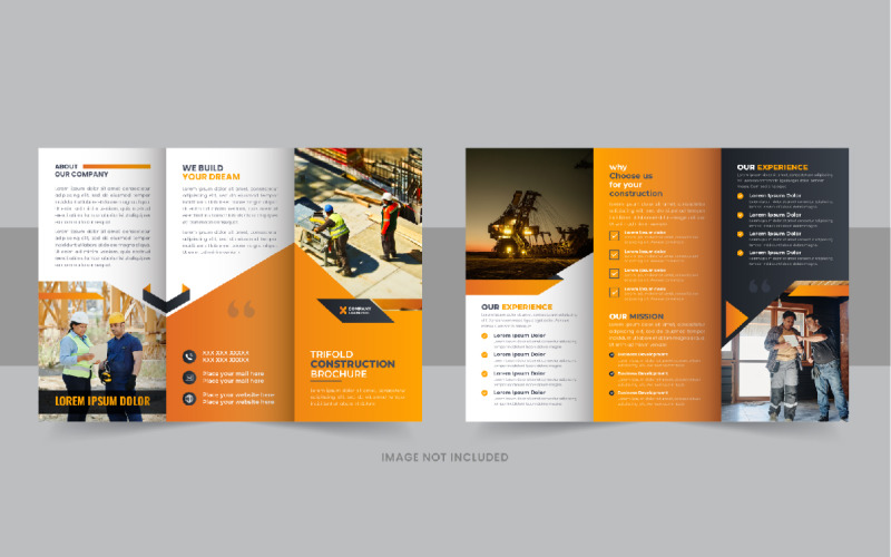 Creative Construction Trifold Brochure Template Design layout Corporate Identity