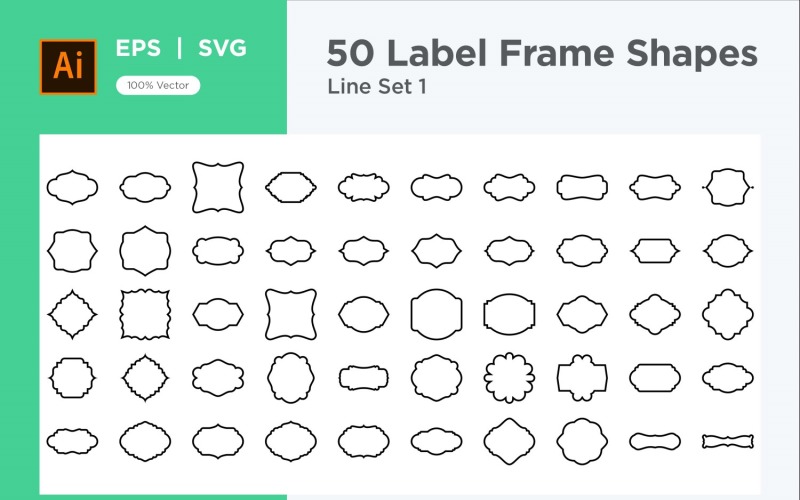 Label Frame Shape 50 Set V 1 sec 2 Vector Graphic