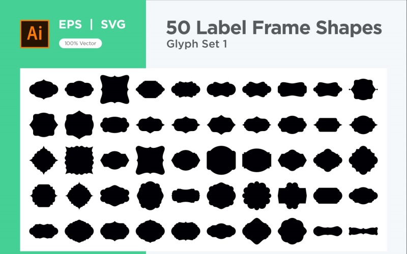Label Frame Shape 50 Set V 1 sec 3 Vector Graphic