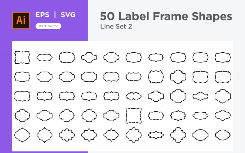 Label Frame Shape 50 Set V 2 sec 2 Vector Graphic