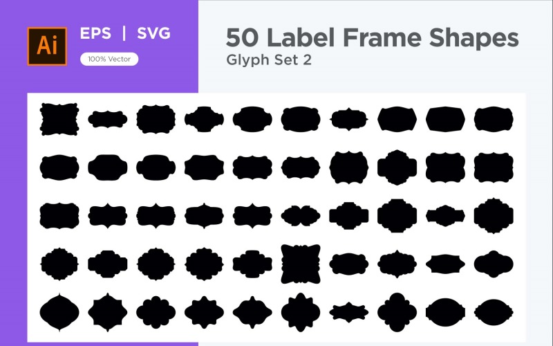 Label Frame Shape 50 Set V 2 sec 3 Vector Graphic