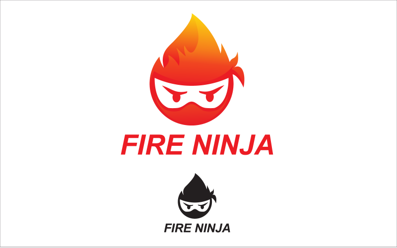 Ninja Fire Logo Minimalis Moderen Logo Template