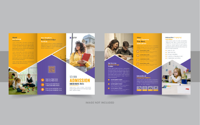 Creative Kids back to school admission or Education trifold brochure design layout Corporate Identity
