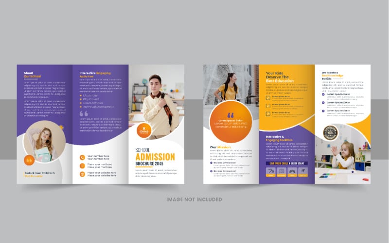 Creative Kids back to school admission or Education trifold brochure design template layout vector Corporate Identity