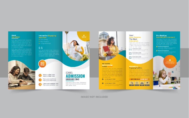 Creative Kids back to school admission or Education trifold brochure design template layout Corporate Identity