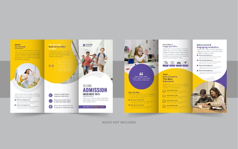 Creative Kids back to school admission or Education trifold brochure design template vector Corporate Identity