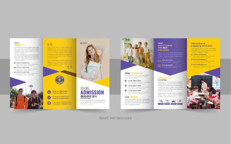 Creative Kids back to school admission or Education trifold brochure design template Corporate Identity
