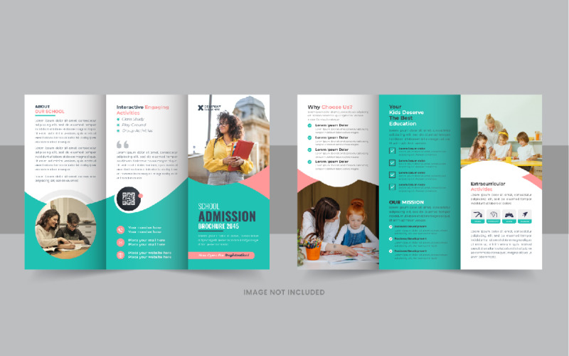 Creative Kids back to school admission or Education trifold brochure design Corporate Identity