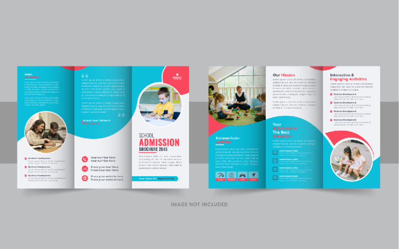 Creative Kids back to school admission or Education trifold brochure template Corporate Identity