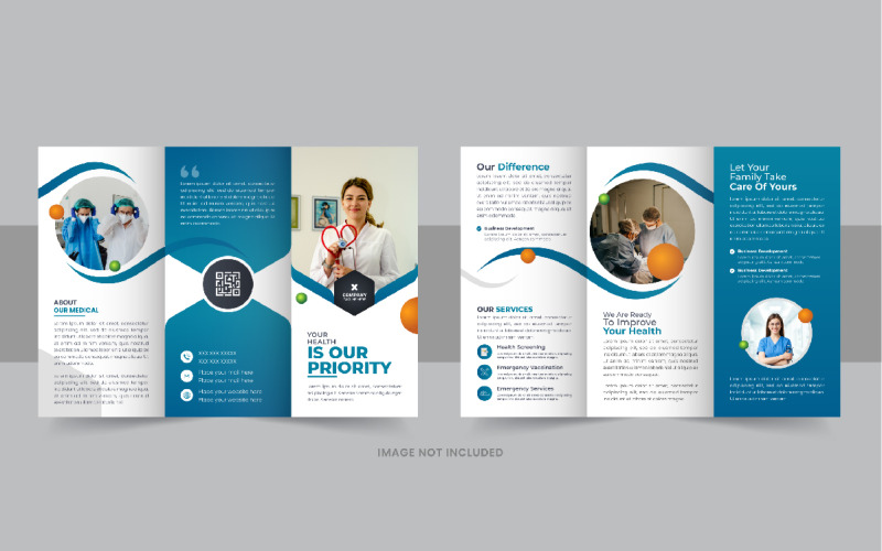 Healthcare or medical service trifold brochure template layout Corporate Identity