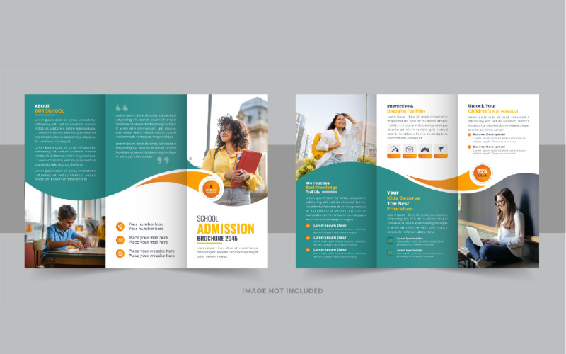 Kids back to school admission or Education trifold brochure design, Back To School Brochure Design Corporate Identity
