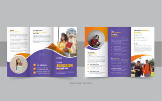 Kids back to school admission or Education trifold brochure design template, School Brochure Design