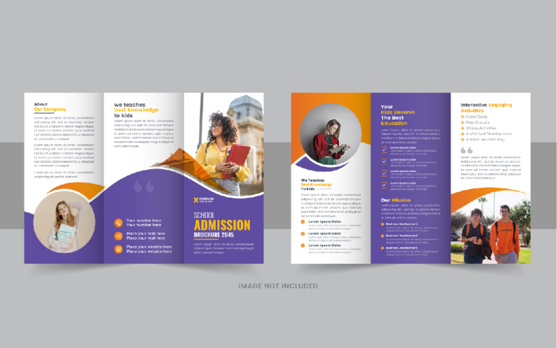 Kids back to school admission or Education trifold brochure design template, School Brochure Design Corporate Identity