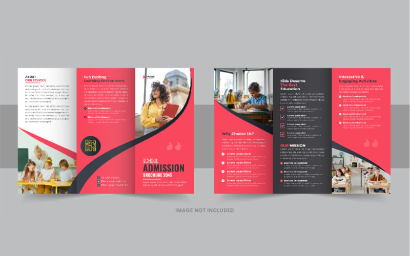 Kids back to school admission or Education trifold brochure design template vector Corporate Identity