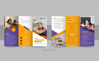 Kids back to school admission or Education trifold brochure design template