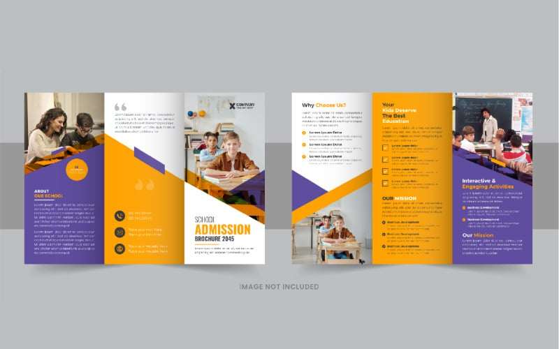 Kids back to school admission or Education trifold brochure design template Corporate Identity