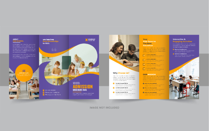 Kids back to school admission or Education trifold brochure design Corporate Identity