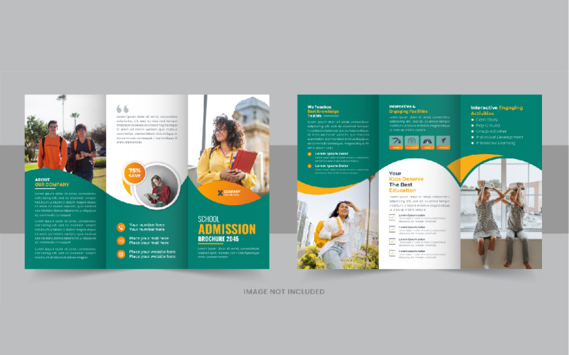 Kids back to school admission or Education trifold brochure layout, Back To School Brochure Design Corporate Identity