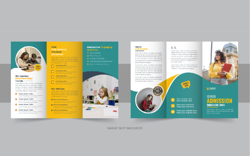 Kids back to school admission or Education trifold brochure layout, Back To School Brochure Corporate Identity