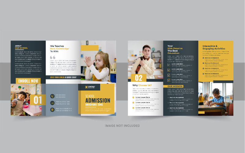 Kids back to school admission or Education trifold brochure layout Corporate Identity