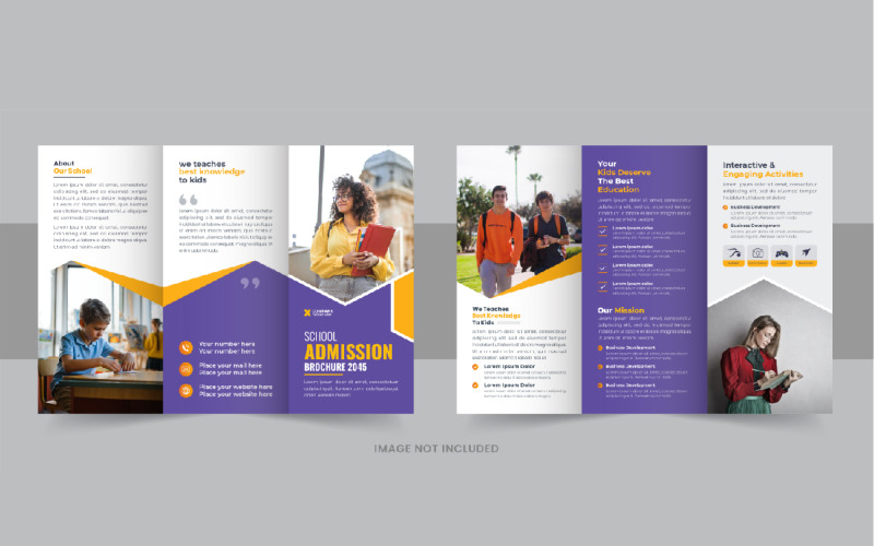 Kids back to school admission or Education trifold brochure template, Back To School Brochure Design Corporate Identity