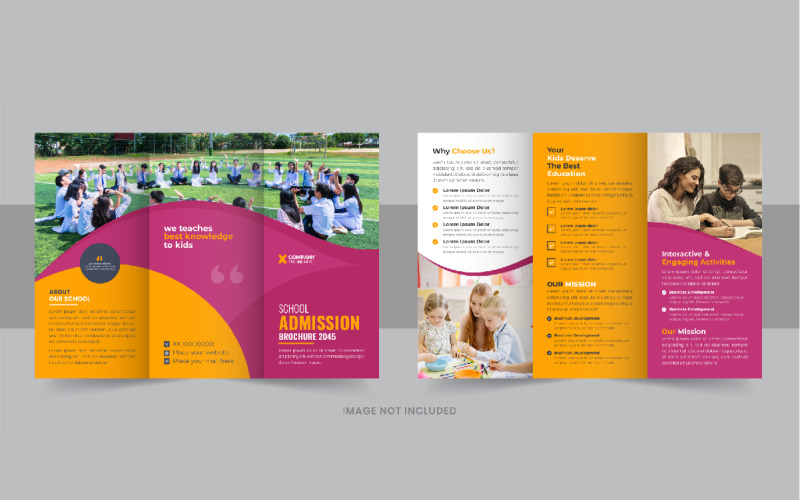 Kids back to school admission or Education trifold brochure template Corporate Identity