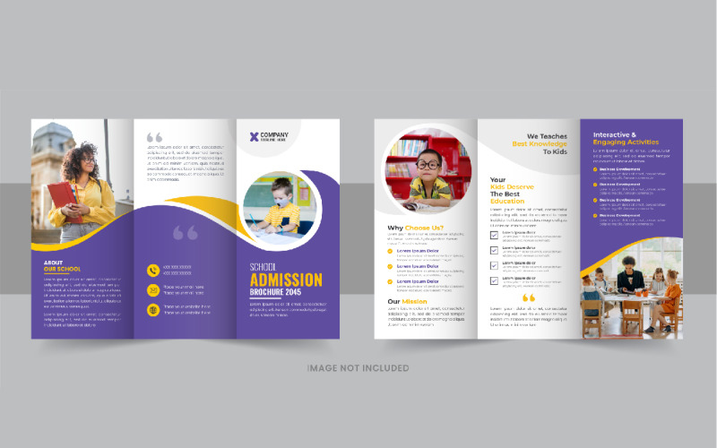 Kids back to school admission or Education trifold brochure Corporate Identity