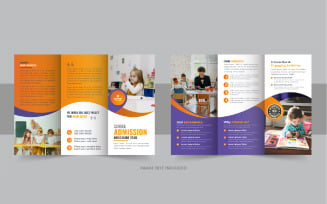 Modern Kids back to school admission or Education trifold brochure design layout