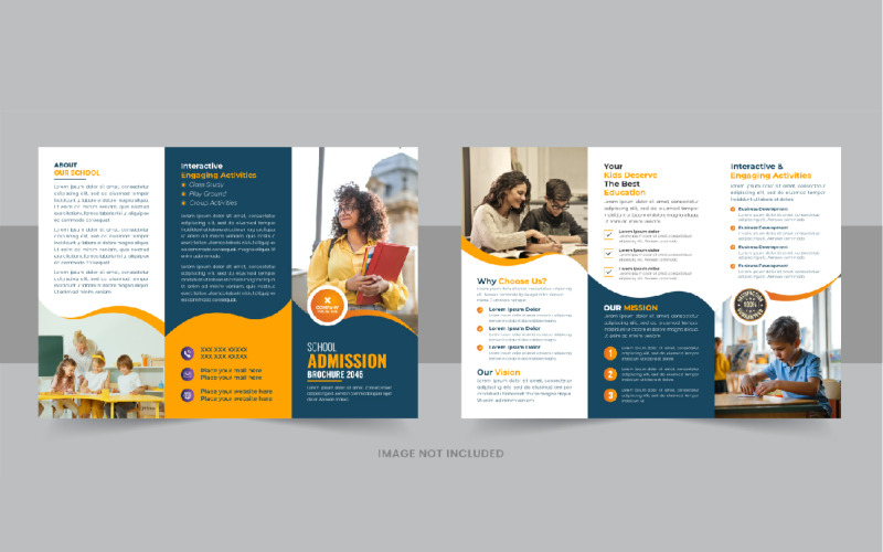 Modern Kids back to school admission or Education trifold brochure design template layout Corporate Identity