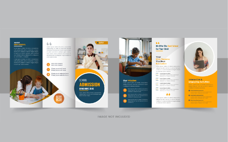Modern Kids back to school admission or Education trifold brochure design template vector Corporate Identity