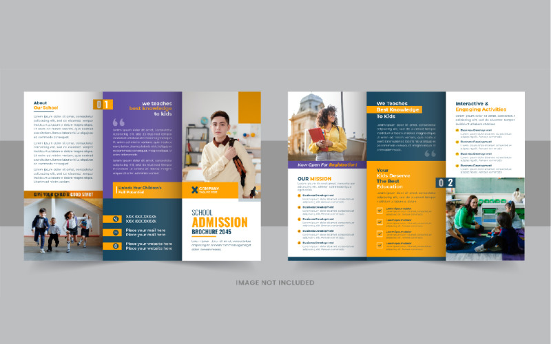 Modern Kids back to school admission or Education trifold brochure design template Corporate Identity