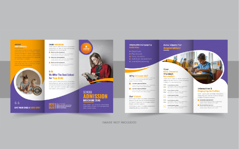 Modern Kids back to school admission or Education trifold brochure design Corporate Identity