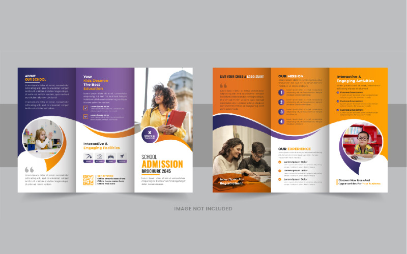 Modern Kids back to school admission or Education trifold brochure layout Corporate Identity