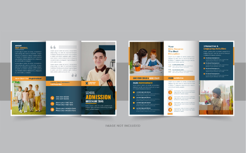 Modern Kids back to school admission or Education trifold brochure template layout Corporate Identity