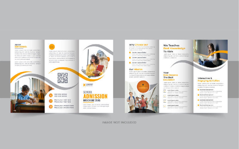 Modern Kids back to school admission or Education trifold brochure Corporate Identity